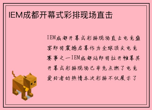 IEM成都开幕式彩排现场直击