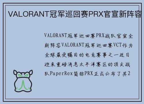 VALORANT冠军巡回赛PRX官宣新阵容